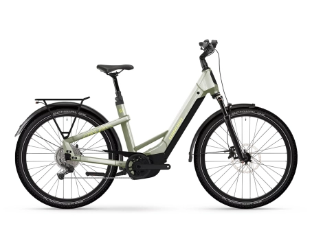 Vélo électrique trekking Femme YAKUN X10 LOW Vert Ivoire